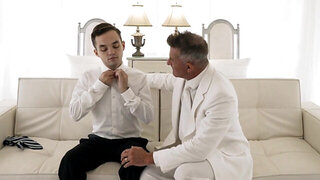 One suited hung DILF barebacks smooth innocent twink