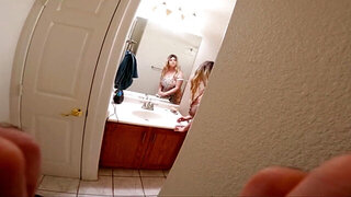 MILF with amazing boobs has sex in the bathroom
