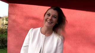 Blondie shows her insane body and gets fucked in public