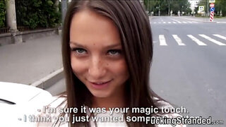 Slutty hitchhiker teen Foxy public fuck