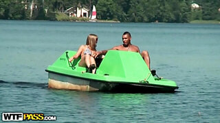 Titted blonde fucked hard in a boat
