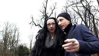 Love in stockings gets banged and facialized in nature