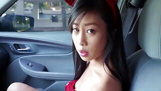 Natural Asian babe is going to take hard dick in public