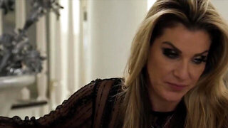 Hot lesbian MILF seduces her young innocent neighbor's twat