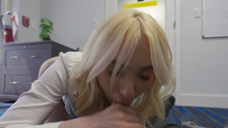 Blonde beauty smashes cock in flaming POV and begs for creampie