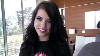 A gorgeous woman with a pretty face is sucking dick and fucking