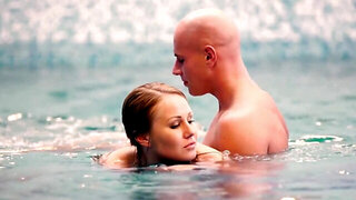 Teen swims in a pool and meets the bald guy to make it