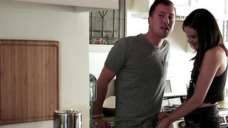 Pretty brunette lures stepbrother into spontaneous intercourse