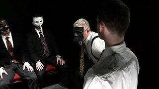 Submissive lad is geting used by three dominant men