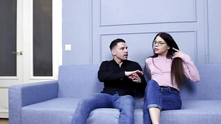 Nerdy teen cutie from Russia is okay with sex on the first date