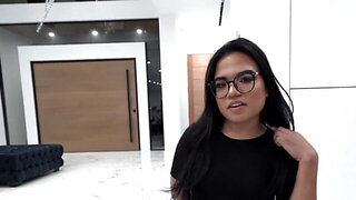 Asian nerd is way too bored sucking her brother's dick