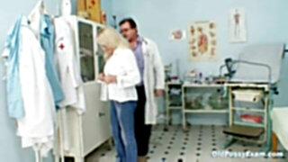 Mature granny Dorota gyno buttplug exam
