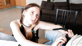 Attractive brunette wants hard sex with fat cock after school