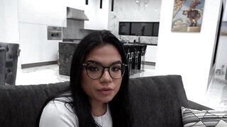 Asian nerd is way too bored sucking her brother's dick