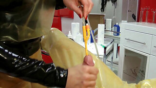 Lots of pumping and fetish action in this BDSM video