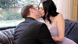 Inked brunette gets banged hardcore by a local priest