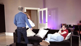 Big boobs blonde wife cheating with a perfect teen cock