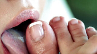 Aubree Valentine using her feet while giving JOI