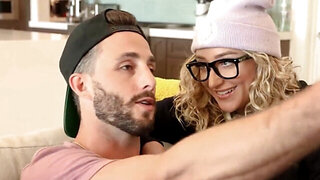 Tight blondie easily seducing her roommate for a fast fuck