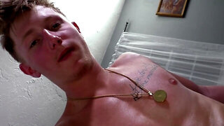 Blond lad masturbates until the old man catches him