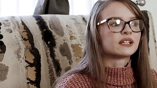 A teen and a cutie are going hard on an erect dong