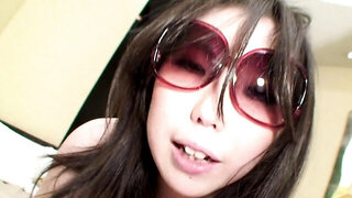 Shy girl from Japan doesn't take off shades during pussyfucking
