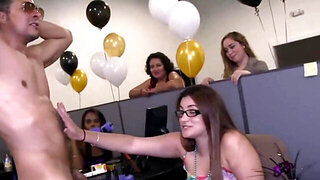 Mila Blaze is going to get off alongside other office hoes