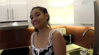 Cute Filipina maid is getting fucked by a rich person