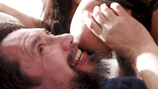 Thick girl with a pretty face is getting it from a DILF