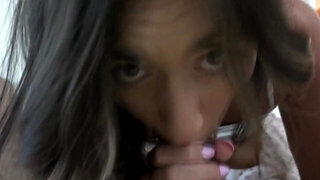 POV bang with a tanned brunette who wants to get off