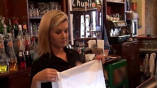 Bartender babe is going to suck and screw with passion