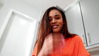 Girl with tiny tits is penetrated by stepbrother in the kitchen