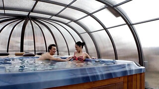 Sexy Russian brunette Angie Moon fucks her sugar daddy