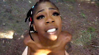 Public waterside fucking with a tight booty bombshell