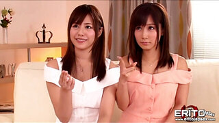 Two cute Japanese teens gets fingered and squirts in delight