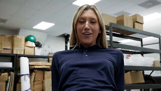 Playing games in the warehouse and fucking in point of view