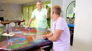 Stepmom can't help but barge in and enjoys a 3some