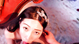Gorgeous Chinese girl is eaten out before BJ and sex