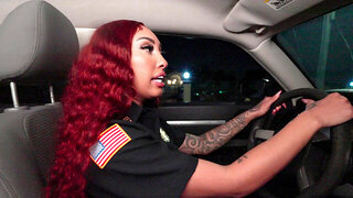 Sexy officer pulled him over and now, he has to settle with her