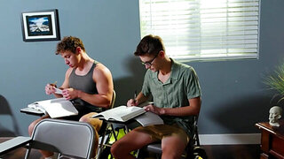 football player tries to learn something from the nerd