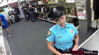 Sexy Police woman wants to pawn her weapon and ends up fucked by Shawn
