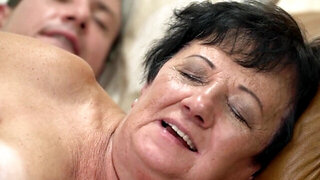 Stiff penis of a horny GRANNY SHAGGER makes her moan