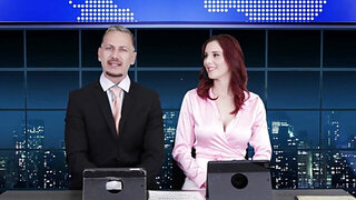 News Anchor is constantly distracted by two gorgeous pussies