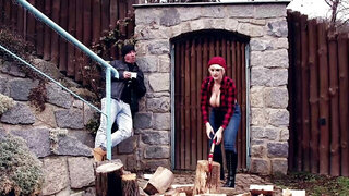 Blonde babe Angel Wicky spends the winter nights fucking