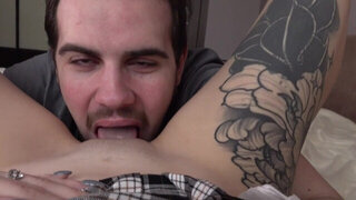 POV from the girl while a mid dude eats her pussy
