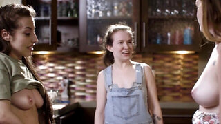 Spencer Bradley scissoring her friend on the counter