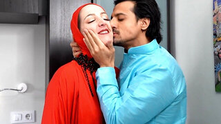 Gorgeous MILF in hijab seduced by her husband's friend
