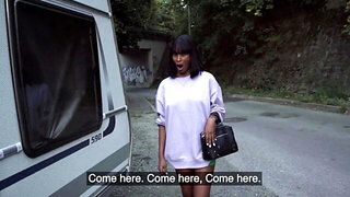 Creampie for a leggy girl with nice fucking boobies