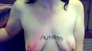 My slave tart hitting her saggy boobs for me. fledgling extraordinary