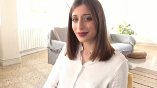 Thin office babe lets new manager gag her with his monster dick